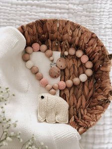 Kinderwagenkette Elefant - Coral Creme