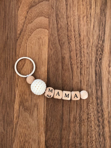 Schlüsselanhänger Mama und Papa - Weiß Grau