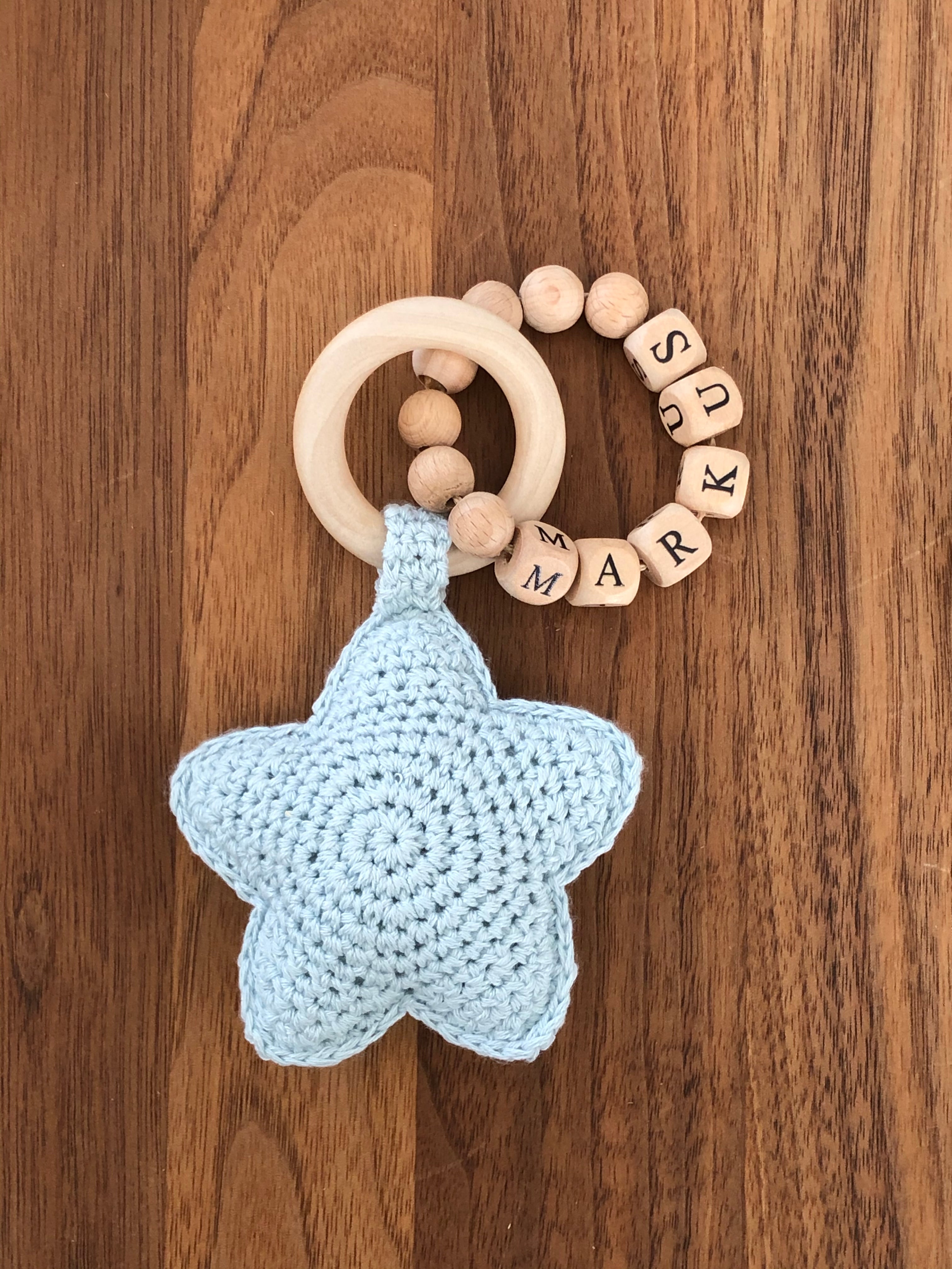 Greifring Stern personalisiert - Creme