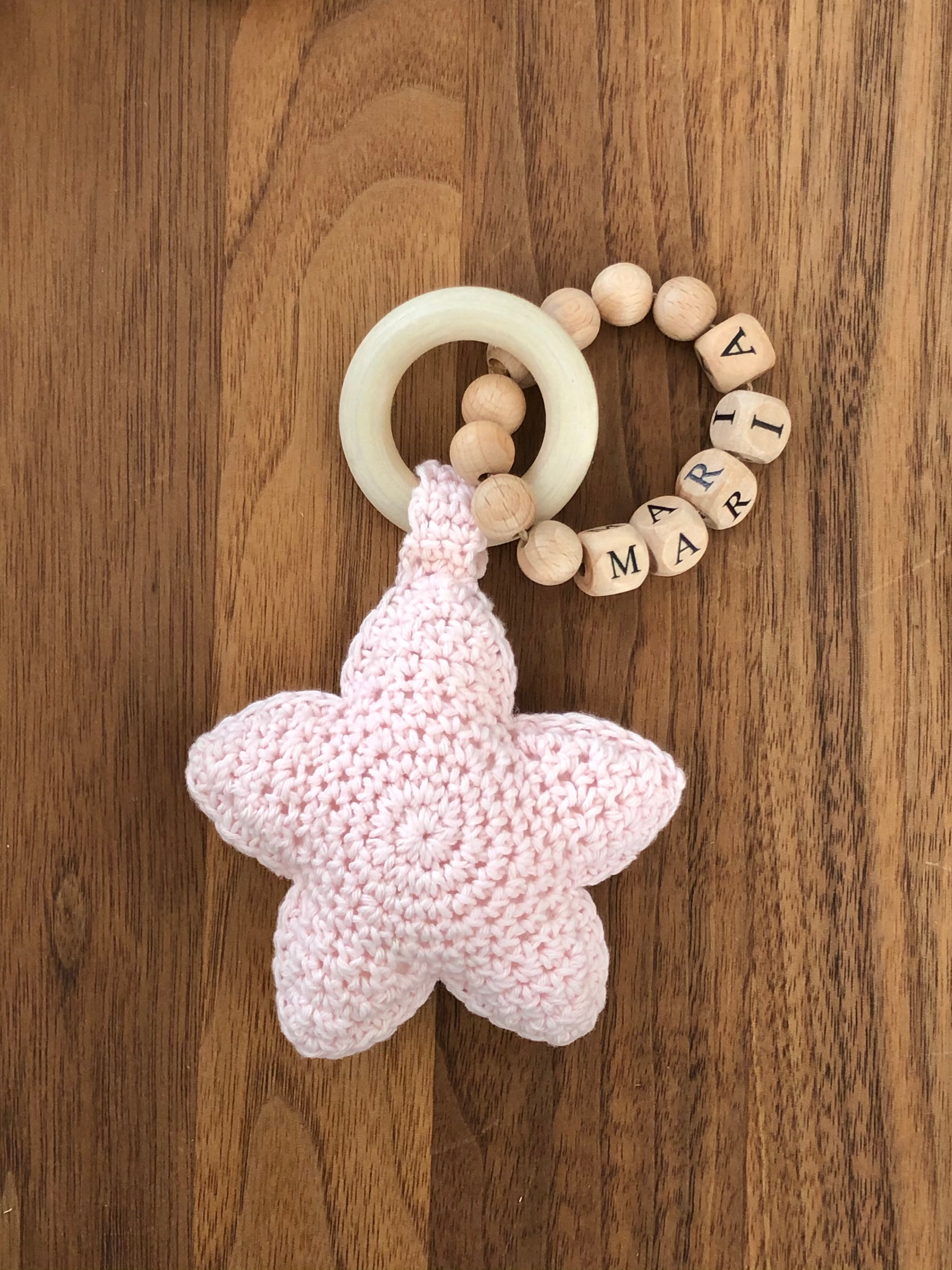 Greifring Stern personalisiert - Creme