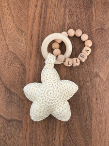 Greifring Stern personalisiert - Creme