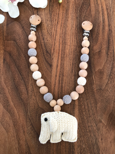 Kinderwagenkette Elefant - Grau Creme