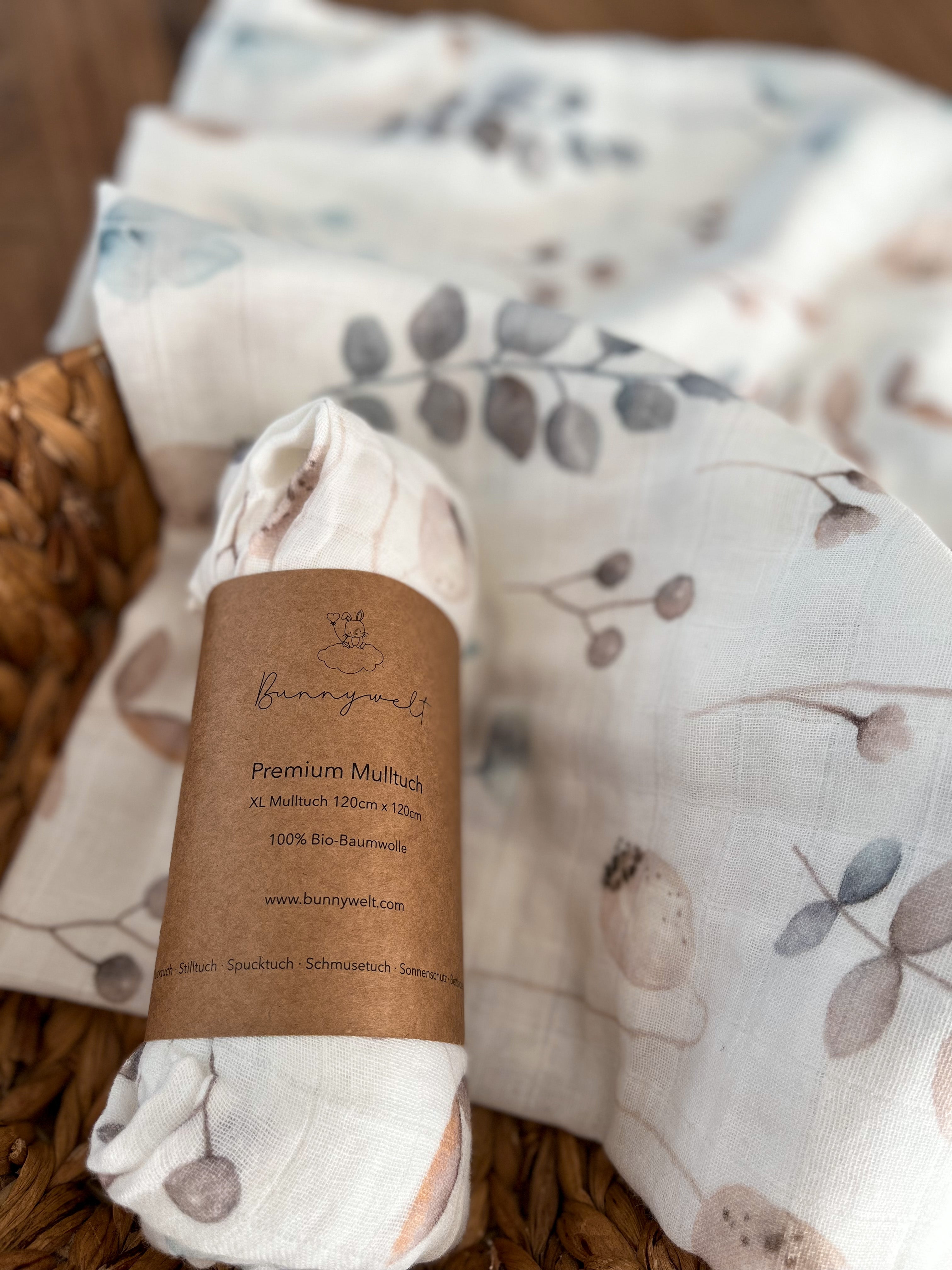 XL Premium Mulltuch aus Bio-Baumwolle - Natural Leaves